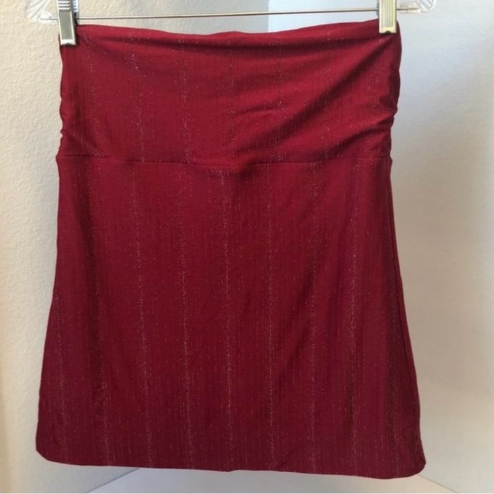 Express stretch tube top red silver sparkles